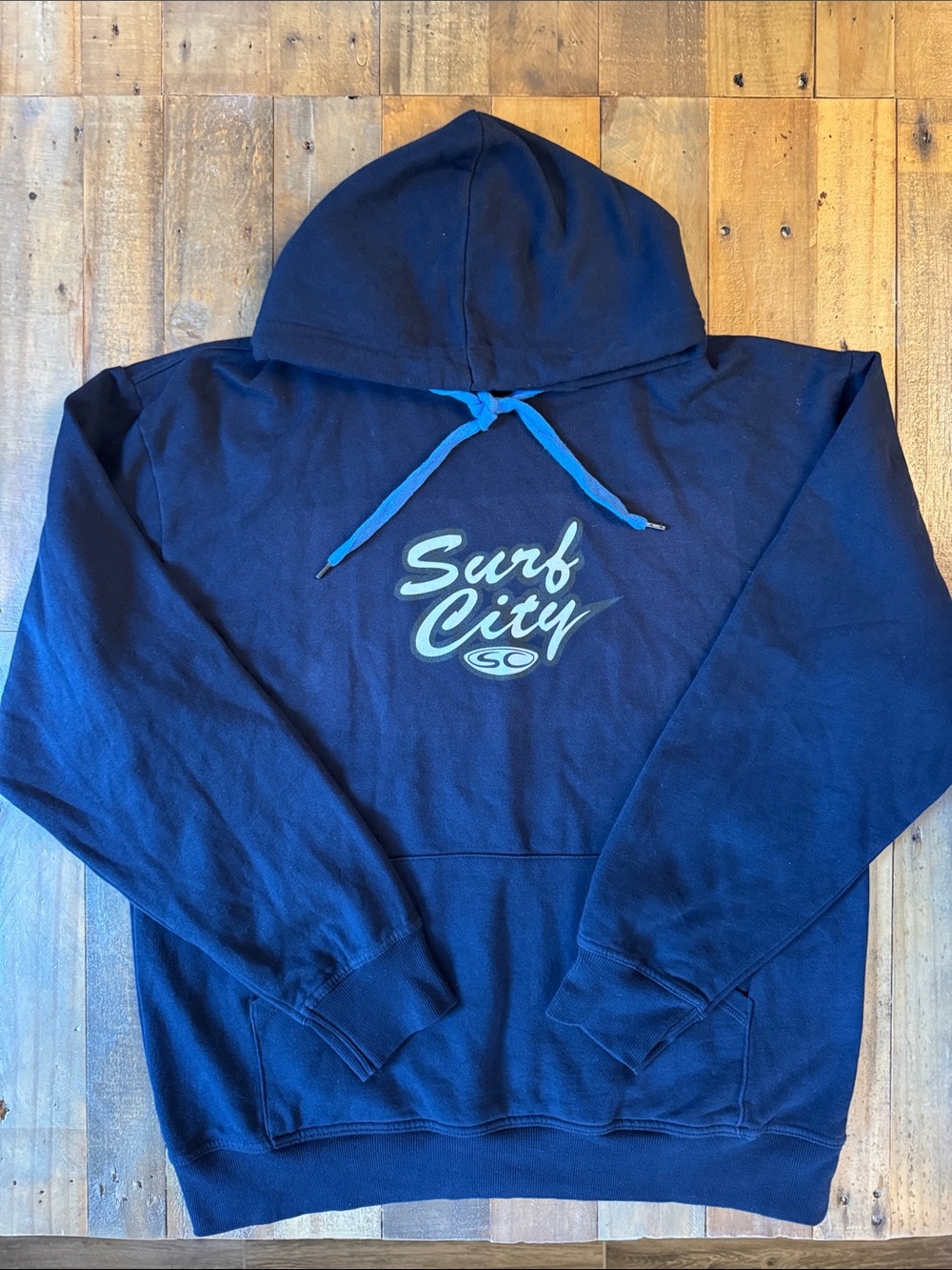 Santa Cruz Skateboards Navy Hoodie with Light Blue Drawcords XL men’s like new